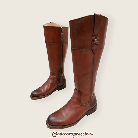 Frye Jayden Button Redwood Brown Leather Knee High Fall/Winter Tall Riding Boots - Picture 16 of 16